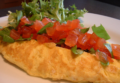 Tomato and basil Omelette